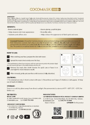 COCOMASK Premium Bakuchiol Single Bio-Cellulose Sheet Mask | Plant-Based Korean Face Mask | BIOHD SKIN