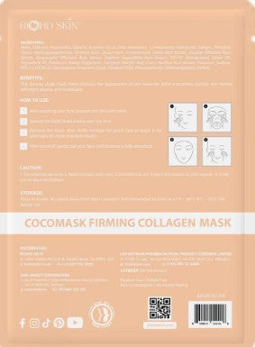 COCOMASK Collagen Hydrating Bio-Cellulose Sheet Mask | Coconut Water Korean Sheet Mask | BIOHD SKIN
